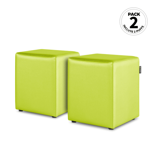 Puff Cube Leatherette Indoor Green Happers PACK 2 UNIDADES HAPPERS