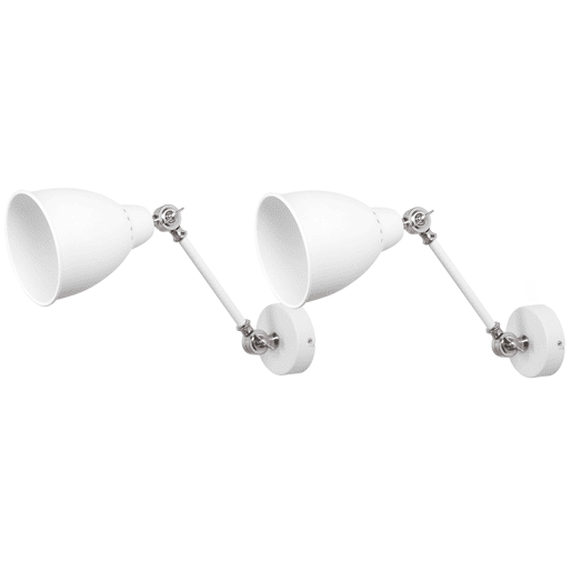 Conjunto de 2 candeeiros de parede MISSISSIPPI Ajustável Metal Branco