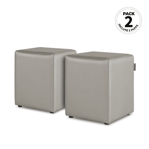 Puff Cube Leatherette Amortecedor de freixo interno PACK 2 UNIDADES HAPPERS