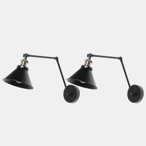 Conjunto de 2 candeeiros de parede NARVA Ajustável Metal Preto