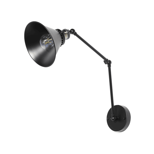 Conjunto de 2 candeeiros de parede NARVA Ajustável Metal Preto