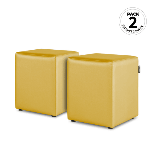 Puff Cube Leatherette para interior Mustard Happers PACK 2 UNIDADES HAPPERS