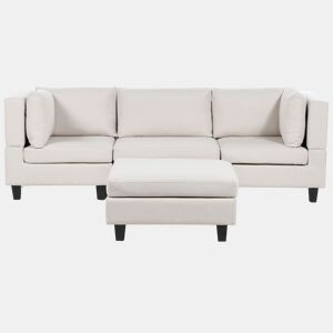 Sofá modular UNSTAD Tecido Creme claro com repousa-pés 3 lugares