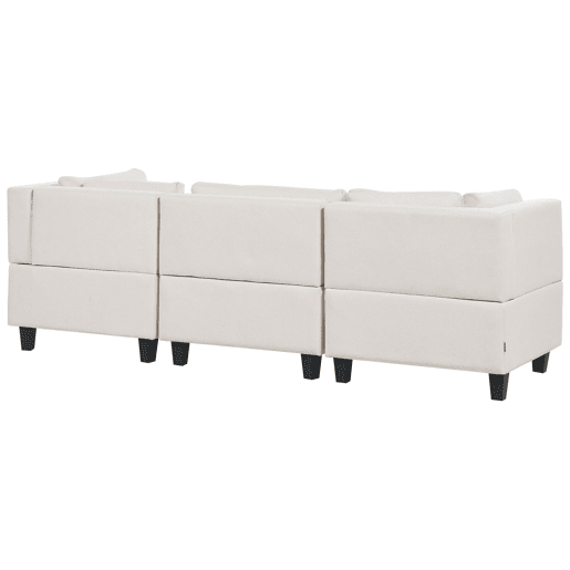 Sofá modular UNSTAD Tecido Creme claro com repousa-pés 3 lugares Sofá modular UNSTAD Tecido Creme claro com repousa-pés 3 lugares