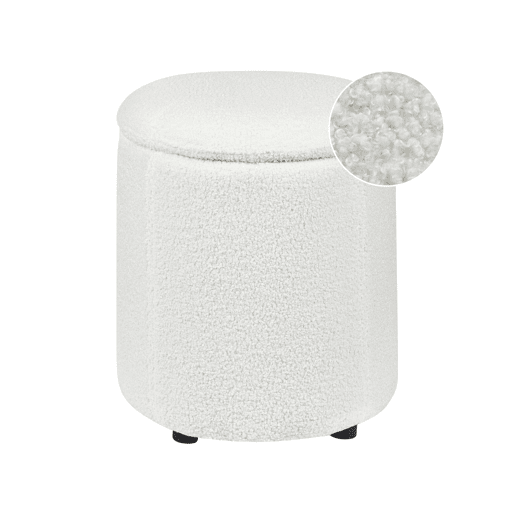 Pufe com arrumação MARYLAND Bouclé Branco creme 38 cm 38 cm 40 cm