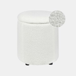 Pufe com arrumação MARYLAND Bouclé Branco creme 38 cm 38 cm 40 cm