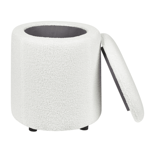 Pufe com arrumação MARYLAND Bouclé Branco creme 38 cm 38 cm 40 cm