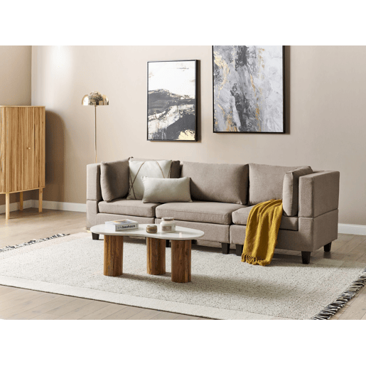 Sofá modular UNSTAD Tecido Castanho 3 lugares