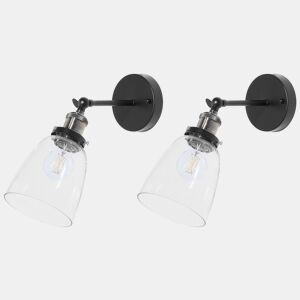 Conjunto de 2 candeeiros de parede LOVAT Ajustável Metal Transparente Preto