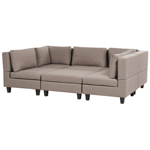 Sofá modular em forma de U UNSTAD Tecido Castanho com repousa-pés 5 lugares