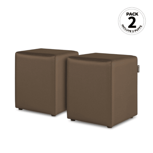 Happers Indoor Castanho Leatherette Cube Puff PACK 2 UNIDADES HAPPERS