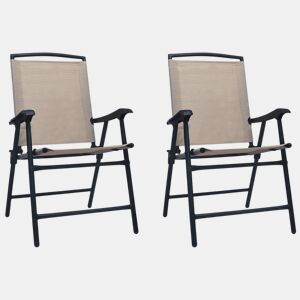 vidaXL Cadeiras de jardim dobráveis 2 peças taupe cinzento textilene