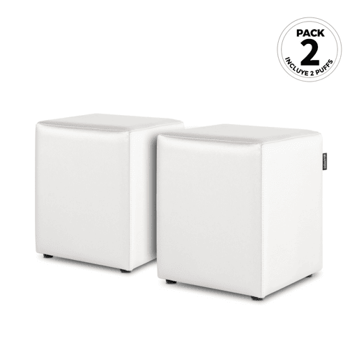Puff Cube Leatherette Interior White Happers PACK 2 UNIDADES HAPPERS