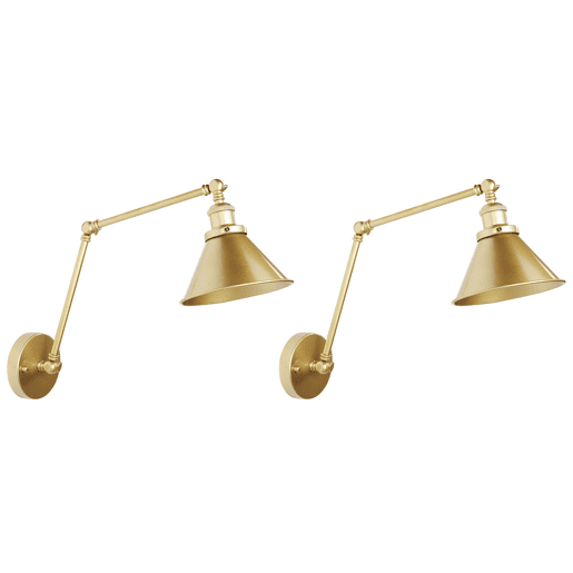 Conjunto de 2 candeeiros de parede NARVA Ajustável Metal Dourado