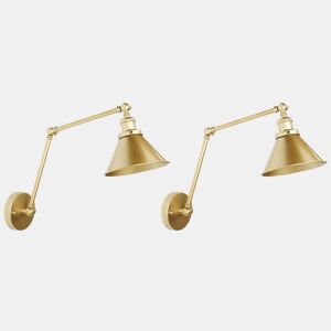 Conjunto de 2 candeeiros de parede NARVA Ajustável Metal Dourado