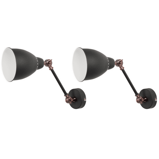 Conjunto de 2 candeeiros de parede MISSISSIPPI Ajustável Metal Cinzento grafite