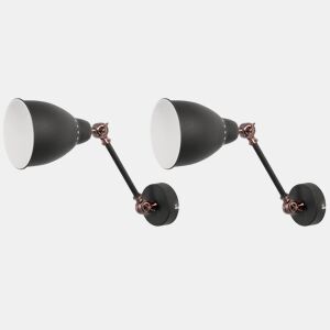 Conjunto de 2 candeeiros de parede MISSISSIPPI Ajustável Metal Cinzento grafite