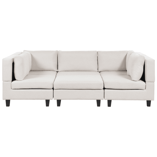 Sofá modular em forma de U UNSTAD Tecido Creme claro com repousa-pés 5 lugares Sofá modular em forma de U UNSTAD Tecido Creme claro com repousa-pés 5 lugares