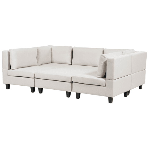 Sofá modular em forma de U UNSTAD Tecido Creme claro com repousa-pés 5 lugares Sofá modular em forma de U UNSTAD Tecido Creme claro com repousa-pés 5 lugares