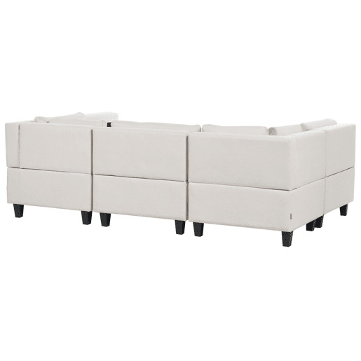 Sofá modular em forma de U UNSTAD Tecido Creme claro com repousa-pés 5 lugares Sofá modular em forma de U UNSTAD Tecido Creme claro com repousa-pés 5 lugares