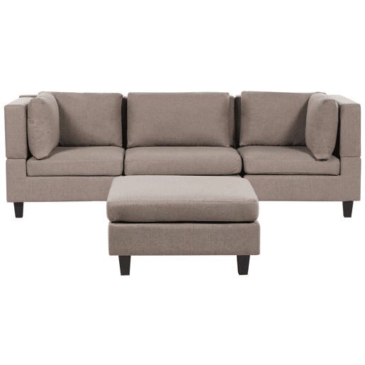 Sofá modular UNSTAD Tecido Castanho com repousa-pés 3 lugares