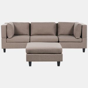 Sofá modular UNSTAD Tecido Castanho com repousa-pés 3 lugares