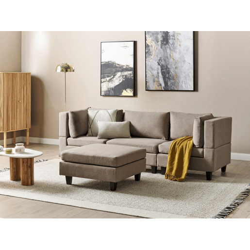 Sofá modular UNSTAD Tecido Castanho com repousa-pés 3 lugares