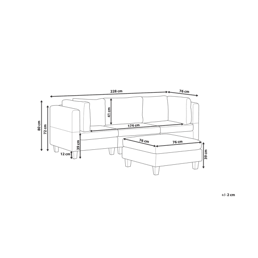 Sofá modular UNSTAD Tecido Castanho com repousa-pés 3 lugares