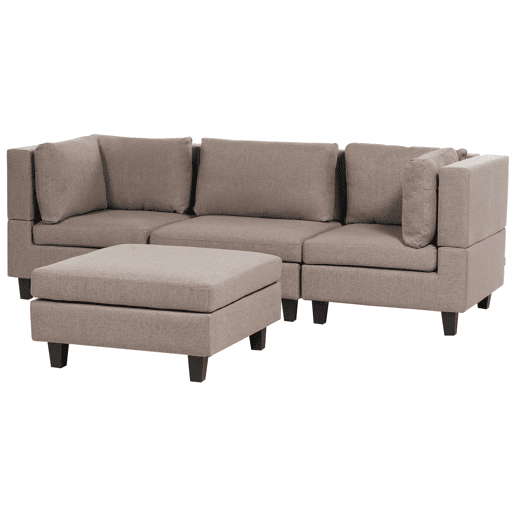 Sofá modular UNSTAD Tecido Castanho com repousa-pés 3 lugares