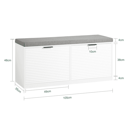 Banco para sapatos com 2 abas 105 x 35 x 48 cm SoBuy FSR147-W
