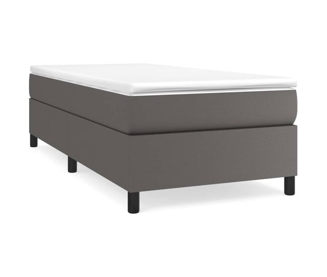 Estructura de cama box spring cuero sintético gris 90x200 cm