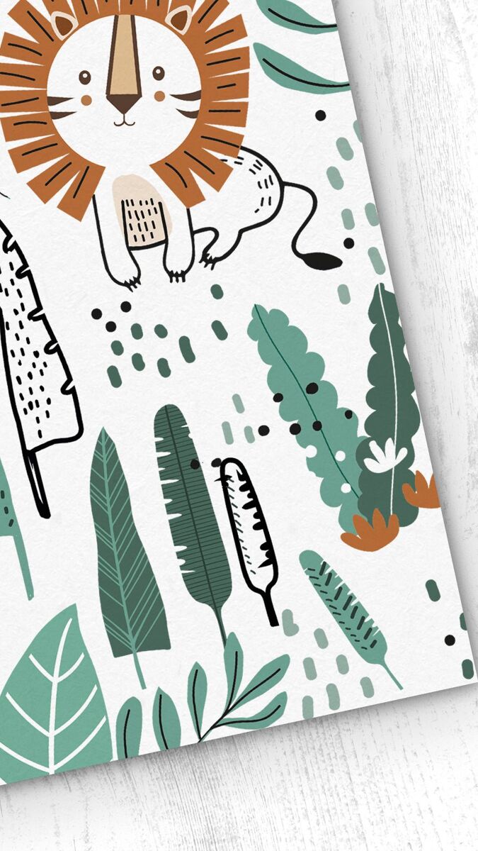 Papel pintado infantil lion selva lionselva - multicolor - 1 rollo 55 x 300 cm