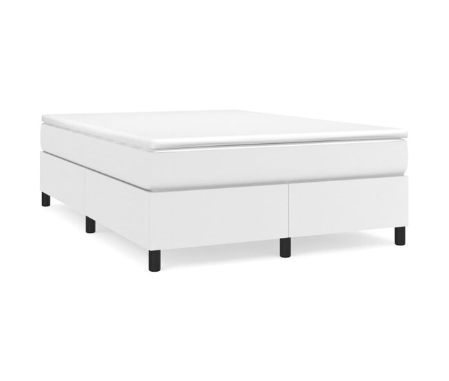 Estructura de cama box spring cuero sintético blanco 140x200 cm