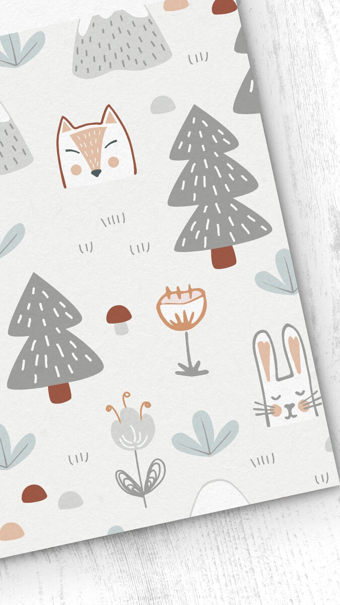 Papel pintado infantil animales del bosque animalesdelbosque - beige - 1 rollo 55 x 300 cm