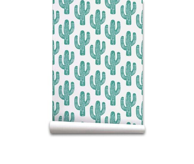 Papel pintado infantil cactus cactus - verde - 1 rollo 55 x 300 cm