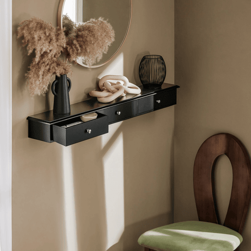 Prateleira de parede com 3 gavetas preta SoBuy FRG43-L-SCH
