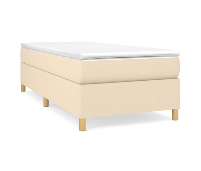 Estructura de cama box spring tela color crema 100x200 cm
