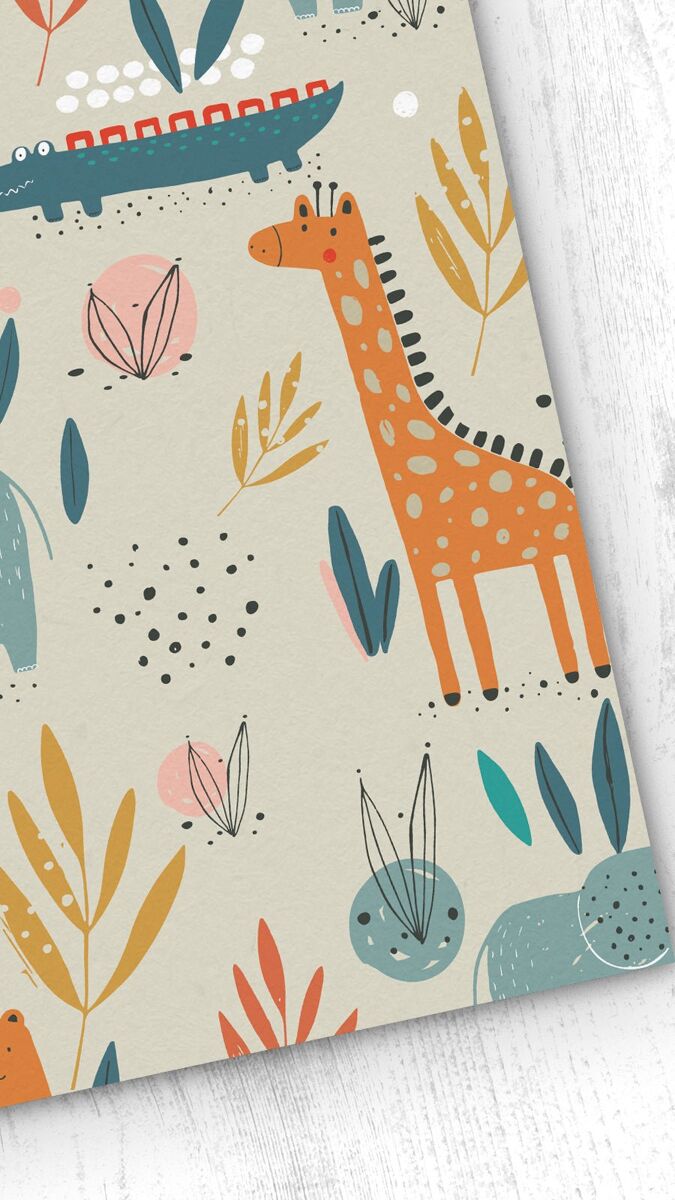 Papel pintado infantil animales selva animalesselva - multicolor - 1 rollo 55 x 300 cm