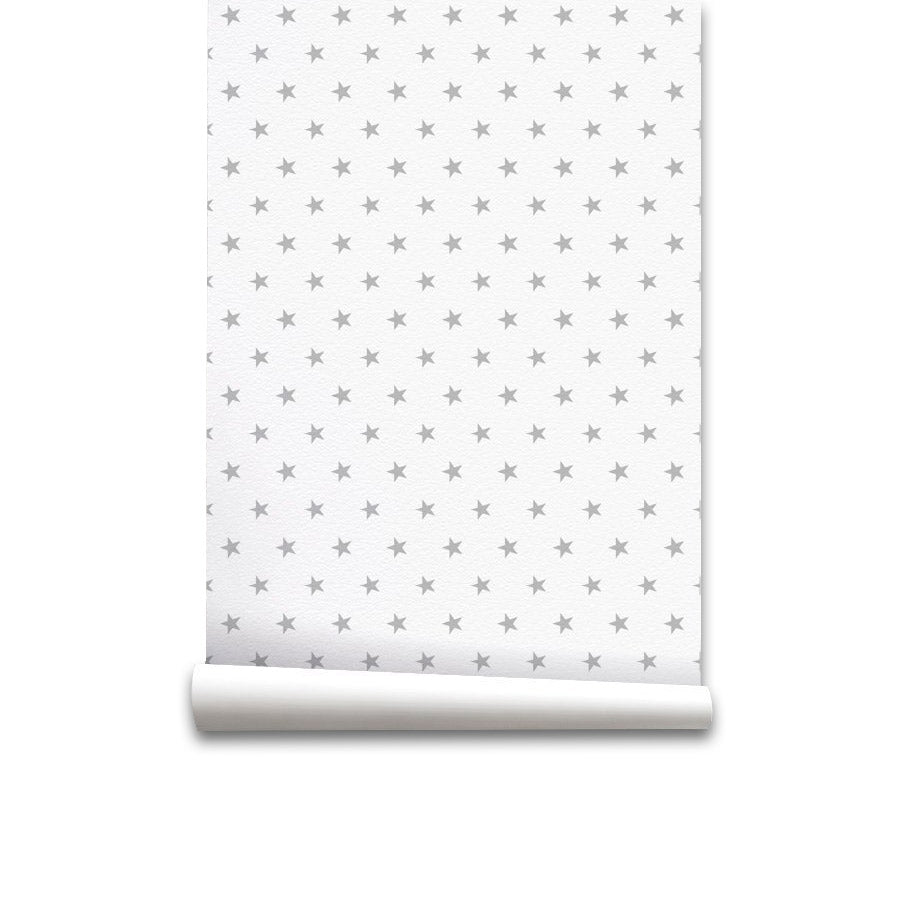 Papel pintado infantil estrellitas blanco estrellitasblanco - gris - 1 rollo 55 x 300 cm