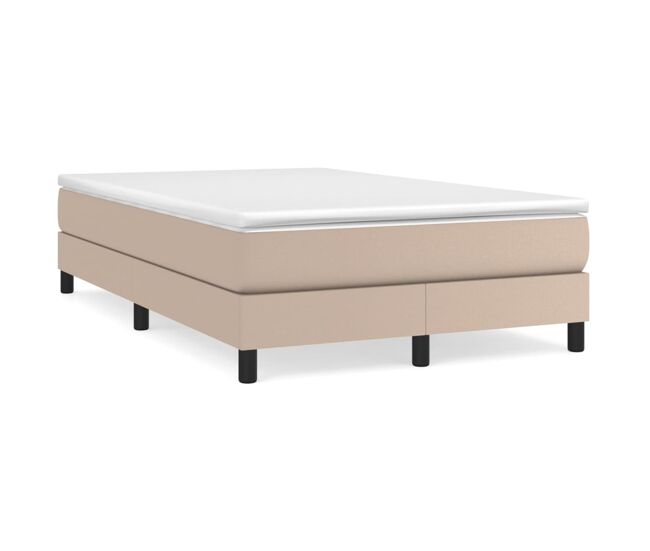 Estructura cama box spring cuero sintético capuchino 120x200 cm
