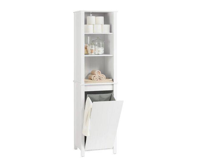 Sobuy armario alto de baño con 3 estantes y 1 cesto bzr102-w