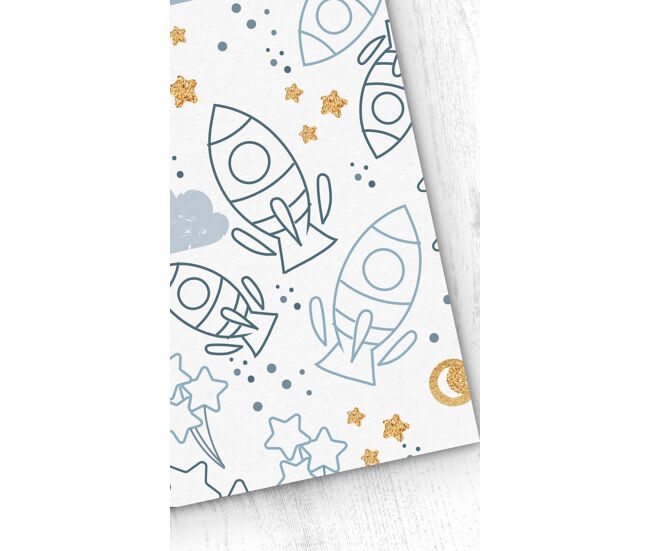 Papel pintado infantil space space - azul - 1 rollo 55 x 300 cm