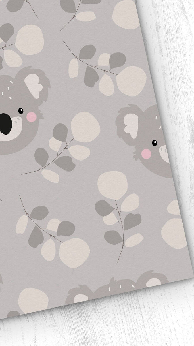 Papel pintado infantil koala koala - gris - 1 rollo 55 x 300 cm