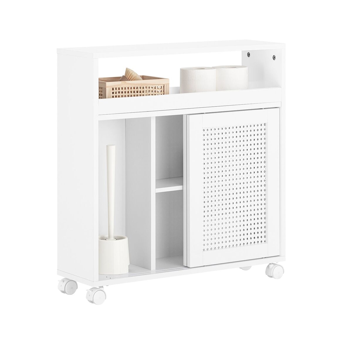 Sobuy bzr119-w estantería estrecha para baño con 2 puertas 1 estante y 4 ruedas