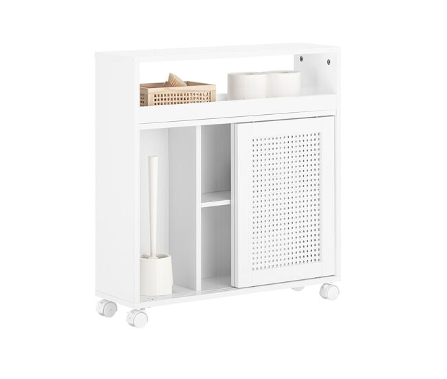 Sobuy bzr119-w estantería estrecha para baño con 2 puertas 1 estante y 4 ruedas