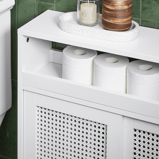 SoBuy BZR119-W Prateleira estreita de casa de banho com 2 portas, 1 prateleira e 4 rodízios