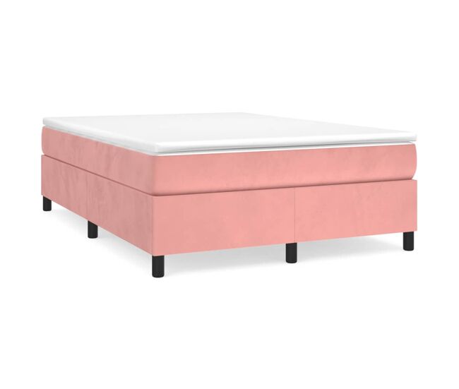 Estructura de cama box spring terciopelo rosa 140x200 cm