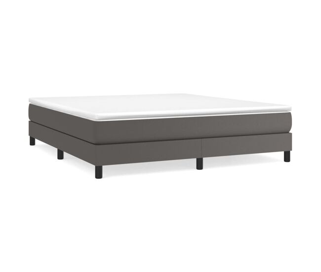 Estructura de cama box spring cuero sintético gris 160x200 cm