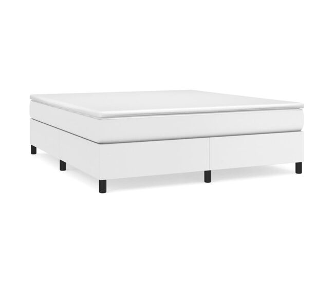 Estructura de cama box spring cuero sintético blanco 180x200 cm
