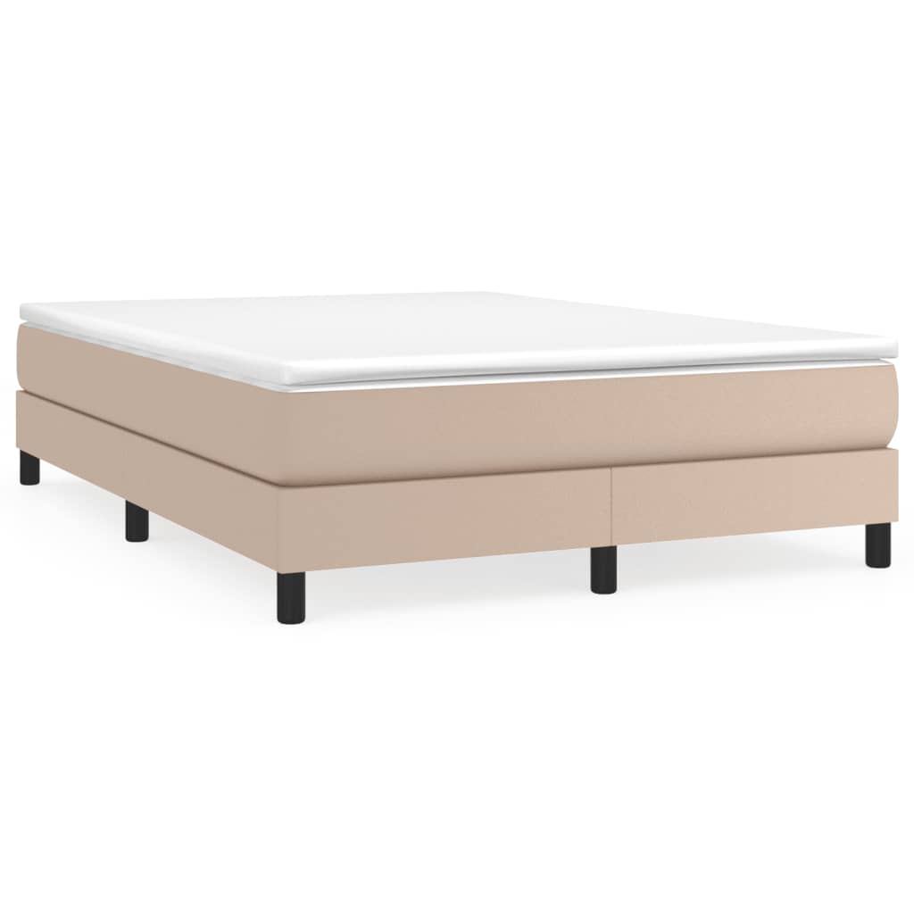 Estructura cama box spring cuero sintético capuchino 140x200 cm